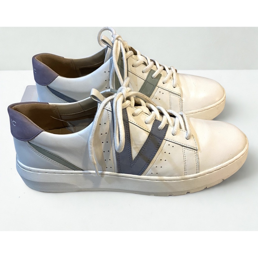 Vionic Simasa White Leather Lavender Sage Green Sneakers Womens Size 10 Low Top